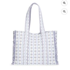 NWT No Boundaries VIRAL HTF Floral blue gingham Tote Bag
